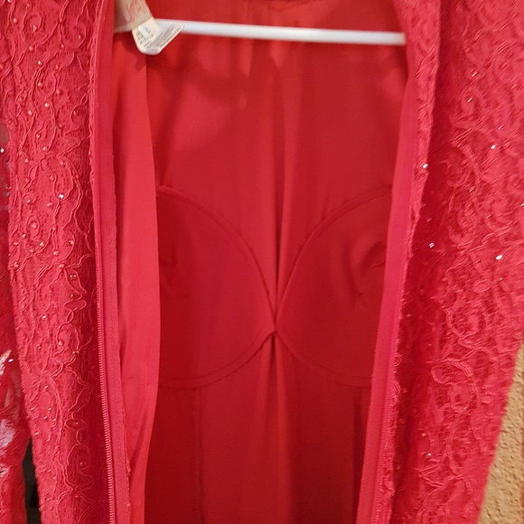 Jovani Long-Sleeve Slit Lace Evening Gown - Picture 7 of 7